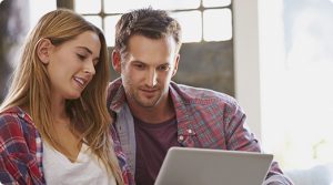 Couple looking at online banking