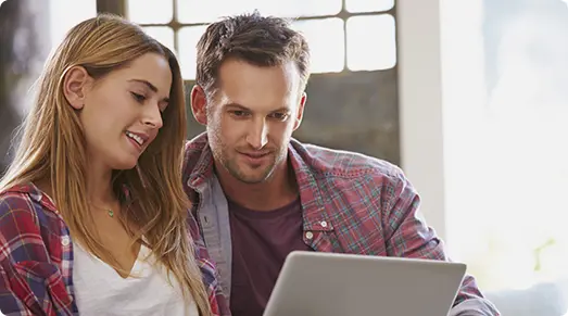 Couple looking at online banking